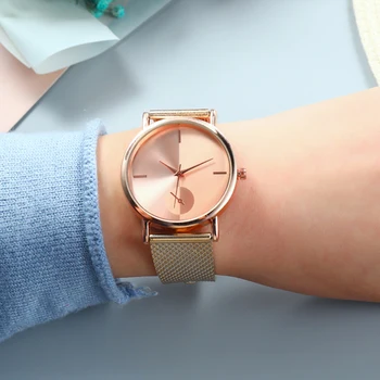 Unisex Mados Žiūrėti Paprasta Laikrodžiai Kvarco Ženevos Laikrodžių Rose Gold 