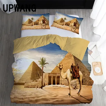 UPWANG 3D Patalynės Komplektas Egipto Piramidės Spausdinti Antklode/Antklodė Padengti Nustatyti Bedcloth su Užvalkalas Lova Nustatyti Namų Tekstilė