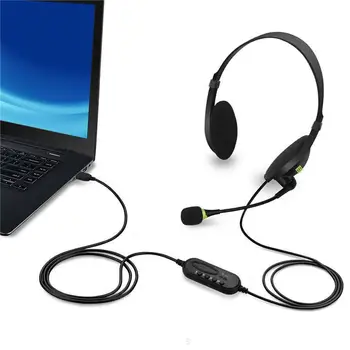 USB Ausinės Su Mikrofonu Triukšmo Panaikinimo Kompiuteris PC Headset Lengvas Laidines Ausines PC /Laptop/Mac/ Mokyklos/Vaikams