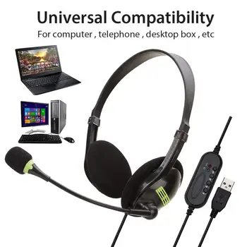 USB Ausinės Su Mikrofonu Triukšmo Panaikinimo Kompiuteris PC Headset Lengvas Laidines Ausines PC /Laptop/Mac/ Mokyklos/Vaikams