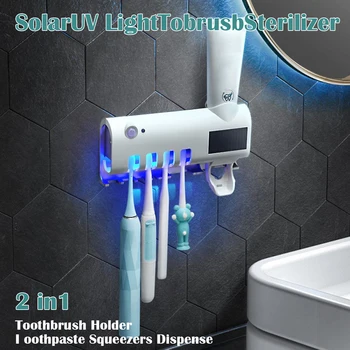UV dantų šepetėlį Dezinfekcinių Valymo Agentas, Sandėliavimo Vonios kambarys 3 in 1 Dantų pastos Dozatorius Turėtojas Sanitizer ES Kištukas /JAV Plug/UK Kištukas