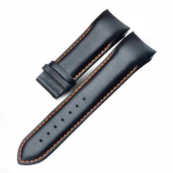 Už T035 T035407 T035410 Dirželiai 22mm 23 MM 24MM Aukštos Kokybės Drugelis Sagtis Orange Line Black Sklandžiai natūralios Odos Watchband