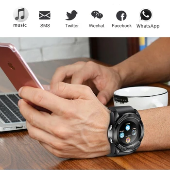 V8 Smart Watch Vyrai su Kamera/sim Kortelės Lizdą, Atsiliepti į Skambutį Dial Skambinimo Funkcija Smartwatch 