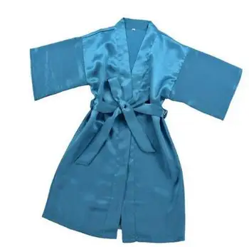 Vaikai Kieto Satino Viskozė Kimono Skraiste Bridesmaid, Kietas Chalatas Vaikų Pižamą Sleepwear Padažu Suknelė