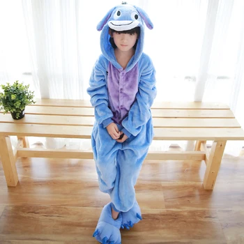 Vaikai Nustatyti Kigurumi Vaikų pižama Žiemos Flanelė Gyvūnų pižama vienas gabalas Triušis Totoro Dygsnio Panda Cosplay Berniukas, mergaitė, pižamos
