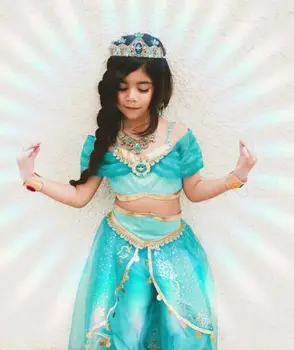 Vaikams Kūdikių, Mergaičių Drabužiai Nustatyti 2019 Indijos Stiliaus Bamblys Princesė Vasaros trumpomis Rankovėmis Mėlyna, T-marškinėliai, Liemenė Viršūnes Kelnes Apranga, Drabužiai