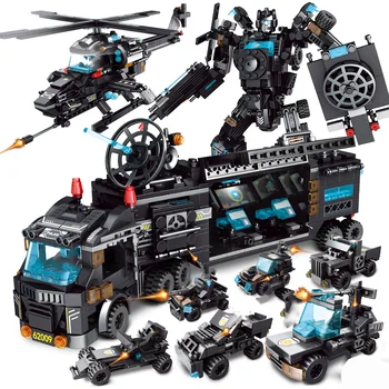 Vaikų Žaislai Statybinių Blokų Transformacijos Robotas Miesto Policijos Žaislus Blokus Berniukai Švietimo Sunkvežimių Blokai Transporto Priemonės Orlaivių Plytos