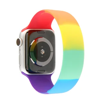 Vaivorykštė Solo linijos Watchband Apple Žiūrėti Dirželis 42mm 44mm už iwatch serijos 6 SE 5 4 Silikono Elastingas Diržas apyrankę 38mm 40mm