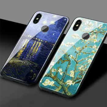 Van Gogh Galerija minkšto silikono stiklo telefonas padengti shell Xiaomi Mi 5 S 6 X 8 9 SE Ištirti Mi Sumaišykite 2 2S 3 redmi pastaba 5 6 7