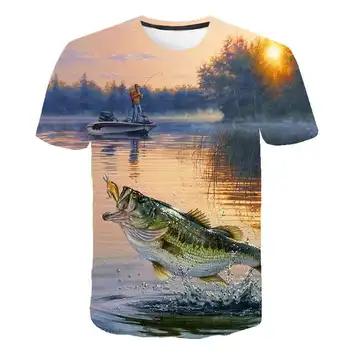 Vasaros vėliau kaip 2020 m. žuvų Lauko T-shirt vyras cool 3D spausdinimo žvejybos vyrai trumpas viršūnes 0collar atsitiktinis vyrų žvejybos t-shirt poissons