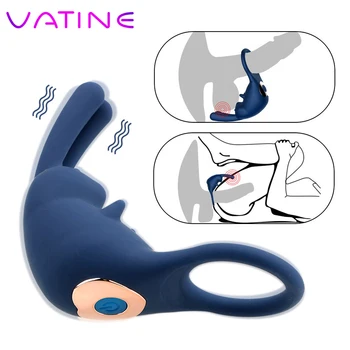 VATINE 10 Greitį Klitorio Stimuliacija Massager Vibrator Sekso Žaislas Vyrams Porą Atidėti Ejakuliacija, Varpos Žiedas Vibruojantis Gaidys Žiedai