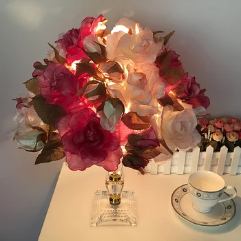 Vestuvių Meno Crystal Rose Stalo Lempa Miegamojo Lovos Ilgaamžiškumas Apšvietimo Mergina Romantiška Princesė Mažų Gėlių Stalo Lempa