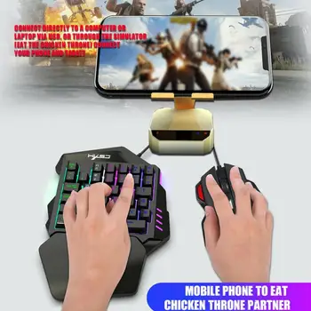 Viena Ranka Viena Ranka, Mechaninė Žaidimų Klaviatūra RGB Apšvietimu Nešiojamas Mini Gaming Klaviatūra Pelės Rinkinys, Skirtas PC, PS4 Xbox Gamer Pubg