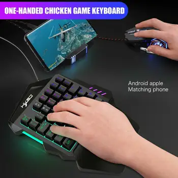 Viena Ranka Viena Ranka, Mechaninė Žaidimų Klaviatūra RGB Apšvietimu Nešiojamas Mini Gaming Klaviatūra Pelės Rinkinys, Skirtas PC, PS4 Xbox Gamer Pubg