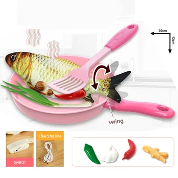 Virtuvės Elektros Šokinėja Žuvys Žaislas Vaikų Modeliavimas Žuvų Žaislų Rinkinys Su tefloninė Keptuvė Ingredientai, maisto ruošimo Žaidimas Vaikams