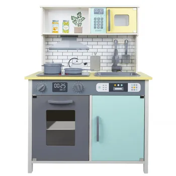 Virtuvės, medinis žaislas su priedais, mėlyna 65x30x90 cm