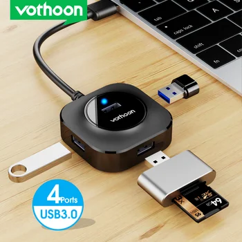 Vothoon USB HUB 4 Port USB 3.0 Splitter Jungiklis su Micro USB Įkrovimo lizdas Skirtas Kompiuterio Nešiojamas Reikmenys, OTG HUB USB