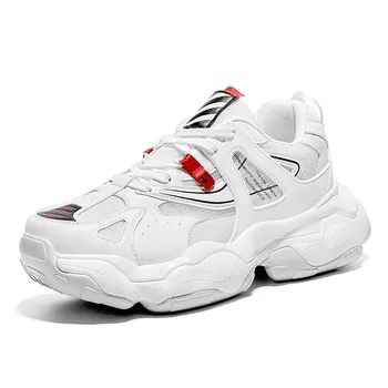 Vyriški sportiniai batai pavasario balta storio apačioje padidėjo vyriški bėgimo bateliai kvėpuojantis tėtis batai spor ayakkabi erkek MM-68