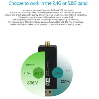 W50L-5DB Dual Band 2.4 G/5G WiFi USB3.0 Adapteris RTL8812AU Chip Belaidžio AC Didelio jautrumo Antena Tinklo Kortelė Desktop Laptop C26
