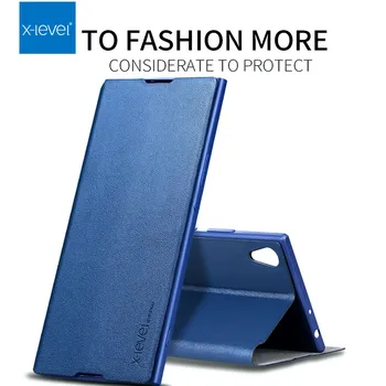 X-Lygis Sony Xperia XZ XZ1 XZ2 XZ3 Premium XA2 Ultra 10 plius Prabangus Odinis Verslo Galinį Telefono Dangtelį, Apversti Atveju