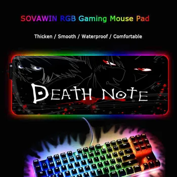 XGZ Anime Death Note, Žaidimų RGB Pelės Mygtukai Kompiuterio Kilimėlis RGB Apšvietimu Mause Trinkelėmis XXL Didelis Kilimėlis Stalas Klaviatūros LED Pelės Kilimėlis