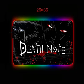 XGZ Anime Death Note, Žaidimų RGB Pelės Mygtukai Kompiuterio Kilimėlis RGB Apšvietimu Mause Trinkelėmis XXL Didelis Kilimėlis Stalas Klaviatūros LED Pelės Kilimėlis
