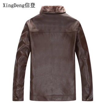 XingDeng PU Prekės Odos Prarasti Atsitiktinis mados Striukės Vyrams Užtrauktukas paltai Verslo Žiemą šiltas Vyrų drabužiai plius 4XL