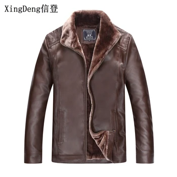 XingDeng PU Prekės Odos Prarasti Atsitiktinis mados Striukės Vyrams Užtrauktukas paltai Verslo Žiemą šiltas Vyrų drabužiai plius 4XL