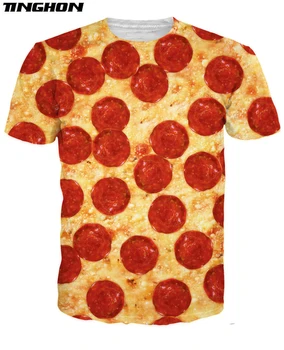 XS-7XL 3d harajuku atsitiktinis trumpas marškinėliai tee Pica su Šonine print T-Shirt greito maisto vasaros trišakiai, moterims, vyrams