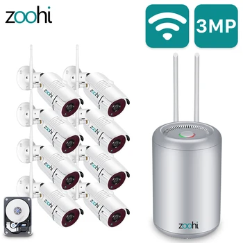 Zoohi Lauko Wifi Saugumo kamerų Sistema Rinkiniai 1080P 8CH Vandeniui IP66 Naktinio Matymo Vaizdo Belaidė Stebėjimo Kamera Rinkiniai