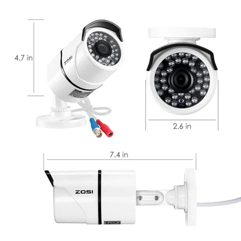 ZOSI 8CH 5MP H. 265+ Apsaugos kamerų Sistemos(2TB HDD) W/8x 5MP HD(2560 x 1920) Lauko/Patalpų Naktinio Matymo Stebėjimo Kameros
