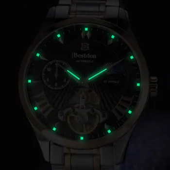 Šveicarijos Automatinis Mechaninis laikrodis Vyrams don Prabangos Prekės Tourbillon Laikrodžiai Visiškai Plieno, atsparus Vandeniui Relogio Masculino 7113G