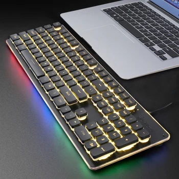 Žaidimų Klaviatūra 104 Keycaps RGB Apšvietimu Vandeniui Silent Keyboard Kompiuterinių žaidimų USB Laidinio For Desktop Laptop