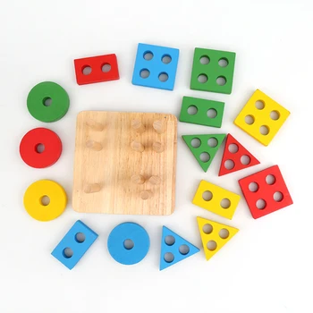Žaislai Montessori Mediniai Geometrinio Rūšiavimo Lenta Blokų Vaikams Mokomieji Žaislai Statybos Blokus Vaikų Dovanų