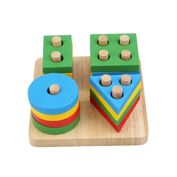 Žaislai Montessori Mediniai Geometrinio Rūšiavimo Lenta Blokų Vaikams Mokomieji Žaislai Statybos Blokus Vaikų Dovanų
