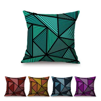 Žalia Violetinė Mėlyna Trikampiai Modelis Geometrinių Dizaino Namų Dekoratyvinė Pagalvėlė Padengti Medvilnės Skalbiniai, Biuro Kėdė, Sofa Pagalvės Užvalkalą