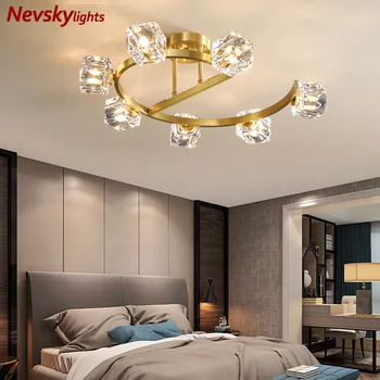 Žalvario blizgesio kambarį modernūs šviestuvai led lubų šviestuvai, miegamojo vario virtuvės rungtynių minimalistinio apšvietimo kristalų atspalvis