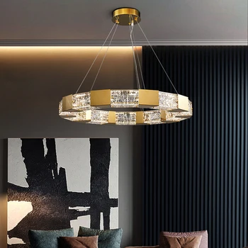 žiedas dizainas kambarį LED šviestuvo nerūdijančio plieno lempos 80cm prabangus valgomasis kroonluchter